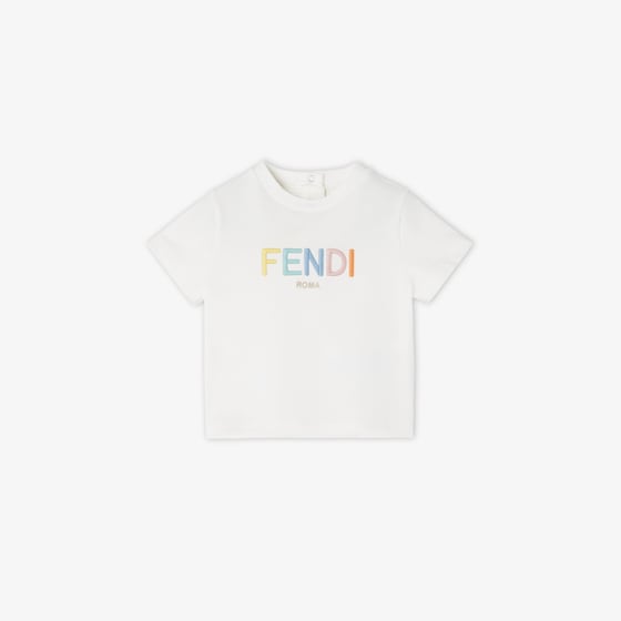 Fendi Baby T-shirt in white jersey with multicoloured