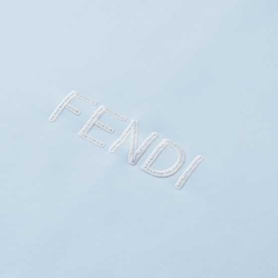 Fendi Light blue jersey fleece baby blanket featuring a white | Thumbnail 3