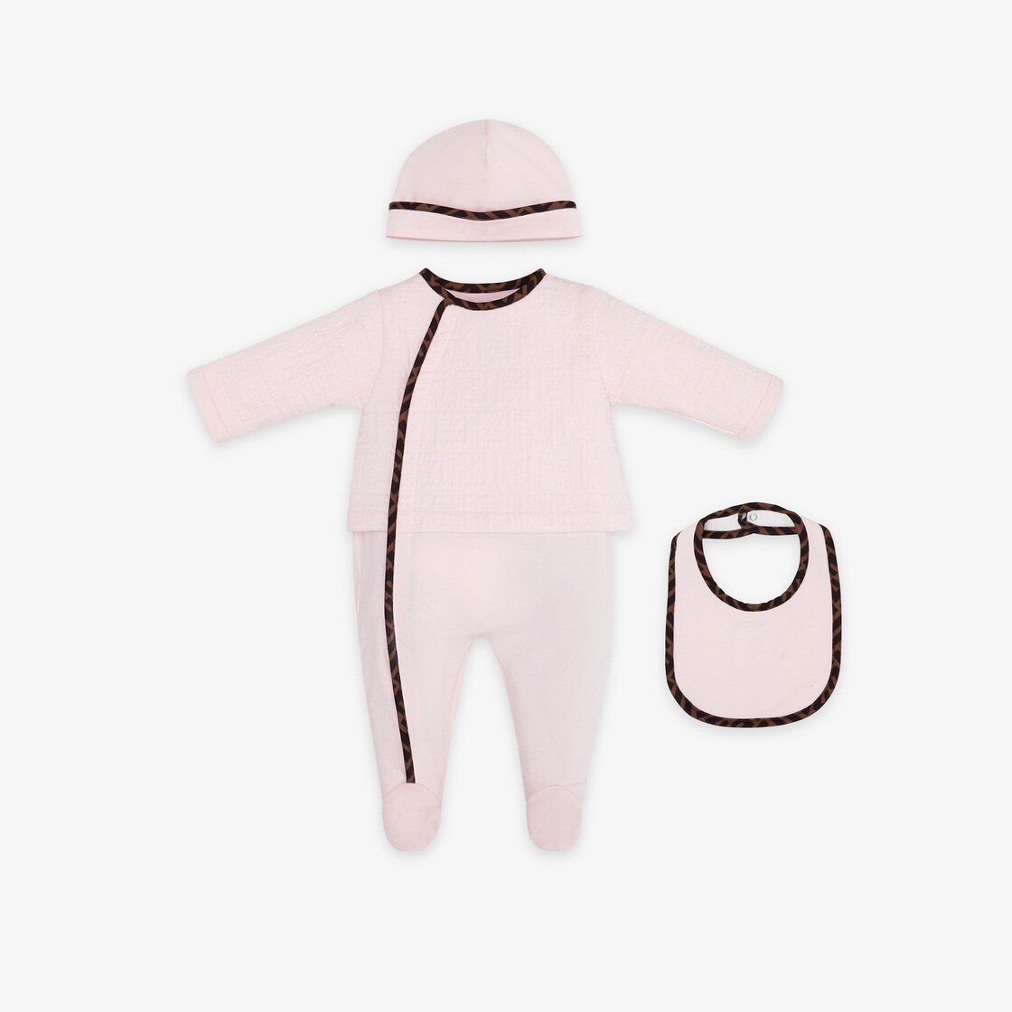 Fendi Baby Beige Brown Bear FF Logo Babysuit Gift Set