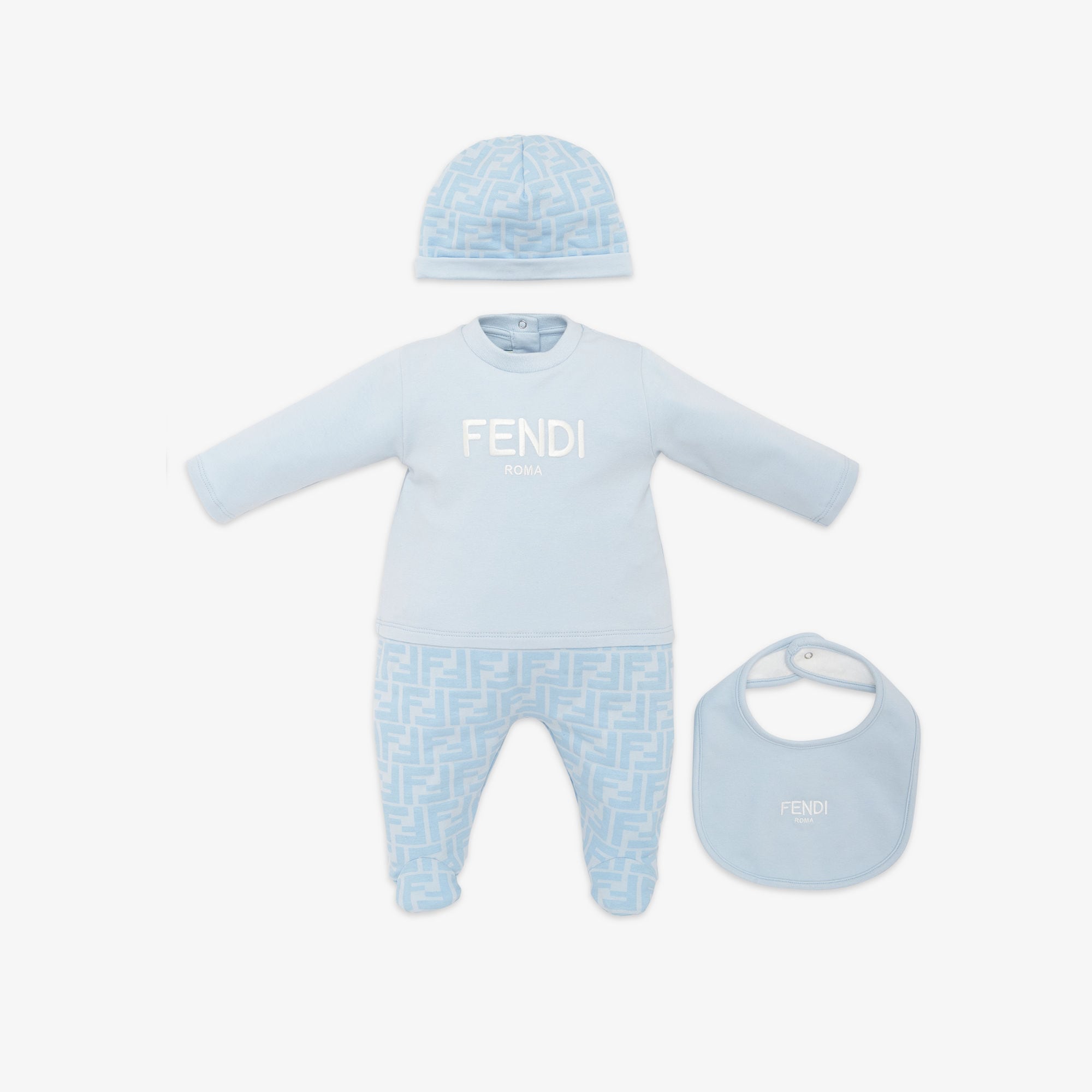 FENDI KIDS ロンパース ベージュ/ライトブルー フェンディ FENDI 3つ折り財布 ビーカブー MICRO TRIFOLD