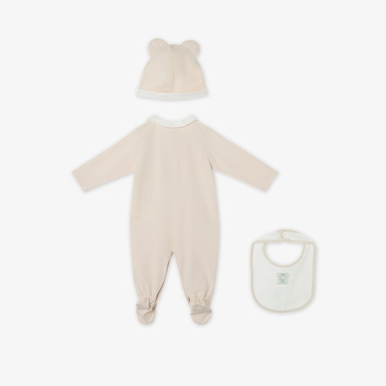 Fendi Baby set in beige jersey with white collar, teddy bear | Thumbnail 2