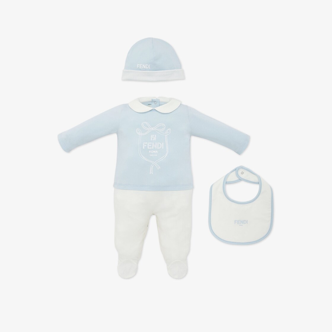 Baby Set Light blue jersey baby kit Fendi