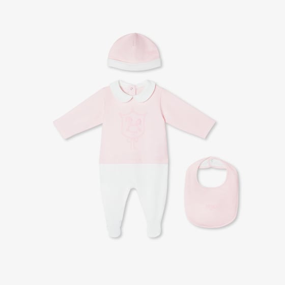 Fendi Pink jersey baby set with white trousers
