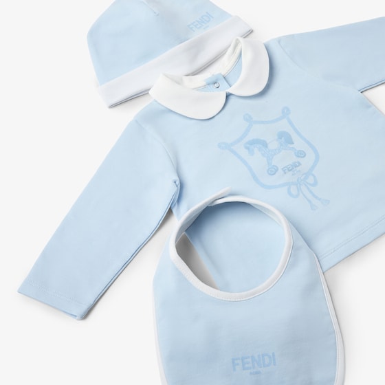 Fendi Light blue jersey baby set with white trousers | Thumbnail 3