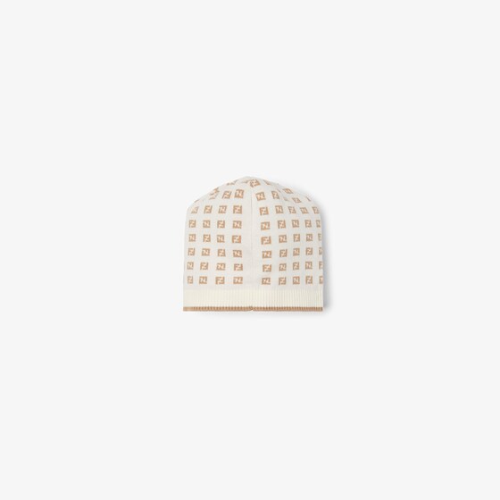 Fendi Baby hat in a cream cotton and cashmere knit with all-over | Thumbnail 2