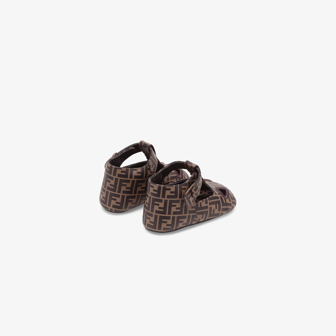 Fendi Kids Baby Leather FF Logo Sandals in Brown