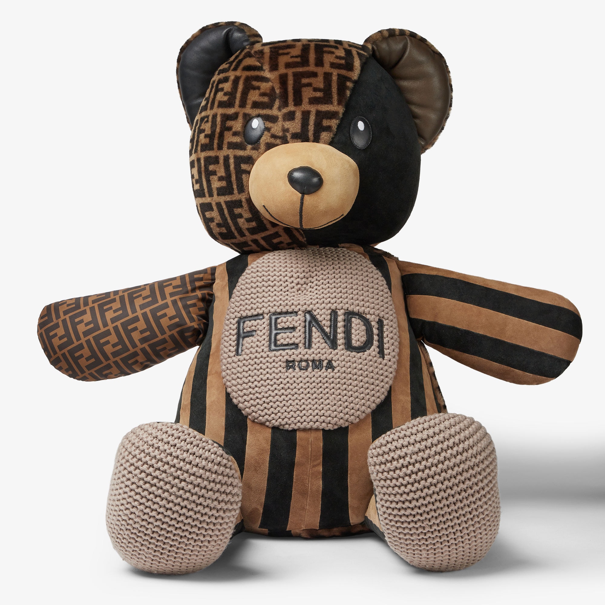 パッチワーク テディベア ファブリック ブラウン | Fendi