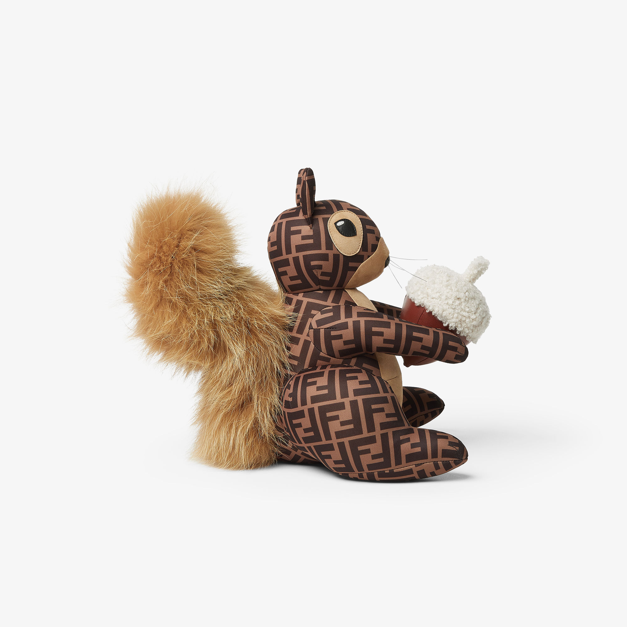 Nylon and fox fur squirrel Fabric Brown | Fendi
