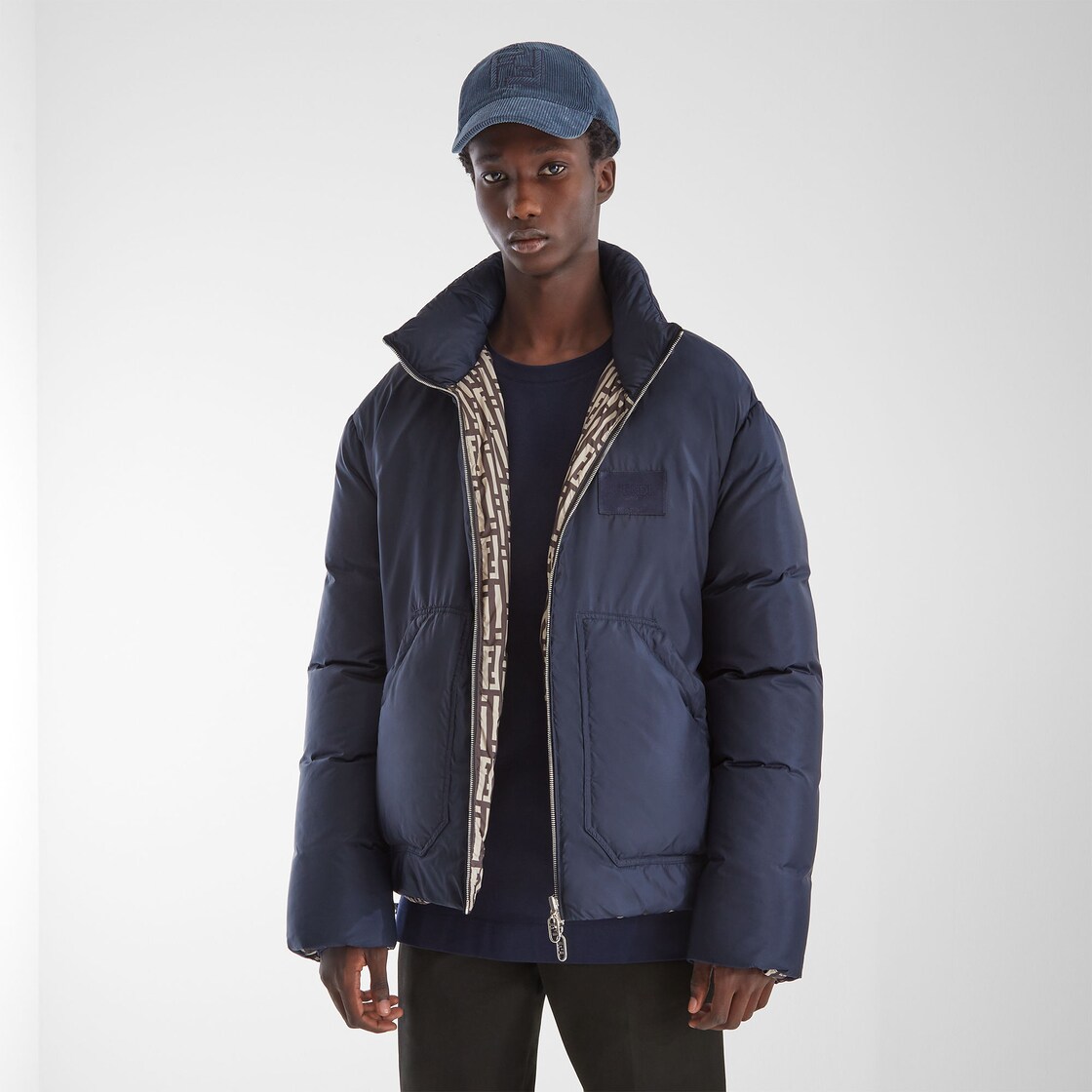 Down jacket - Blue nylon down jacket | Fendi