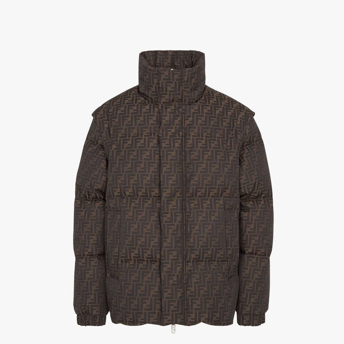 Puffer jacket Tech fabric Brown Fendi