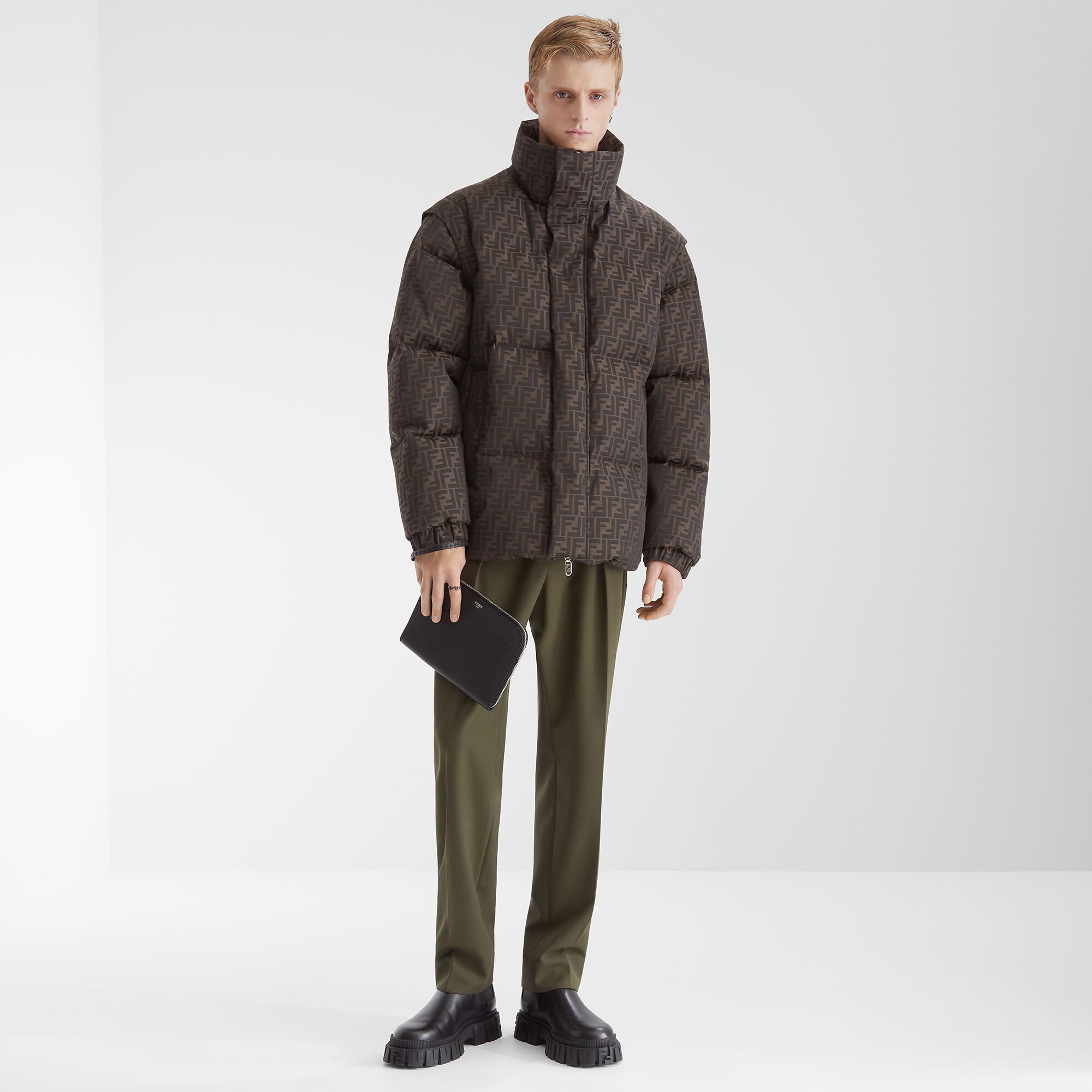 Puffer jacket Technical fabric Brown | Fendi Puffer jacket Technical fabric Brown | Fendi