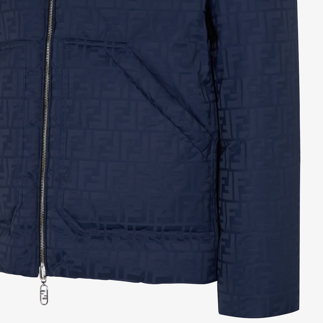 Puffer Jacket Blue FF nylon puffer jacket Black - Image 3/5