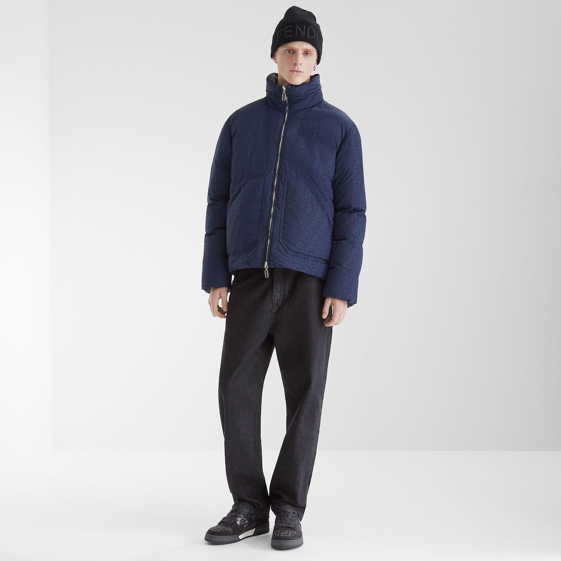Puffer Jacket Blue FF nylon puffer jacket Black - Image 5/5