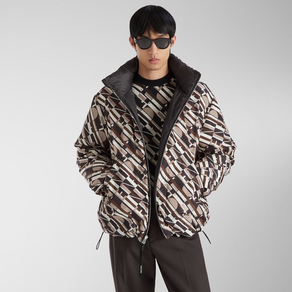 Down Jacket Reversible, black nylon down jacket Black - Image 5/5
