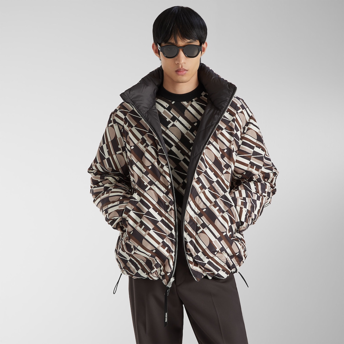 Down Jacket Reversible, black nylon down jacket Black - Image 5/5
