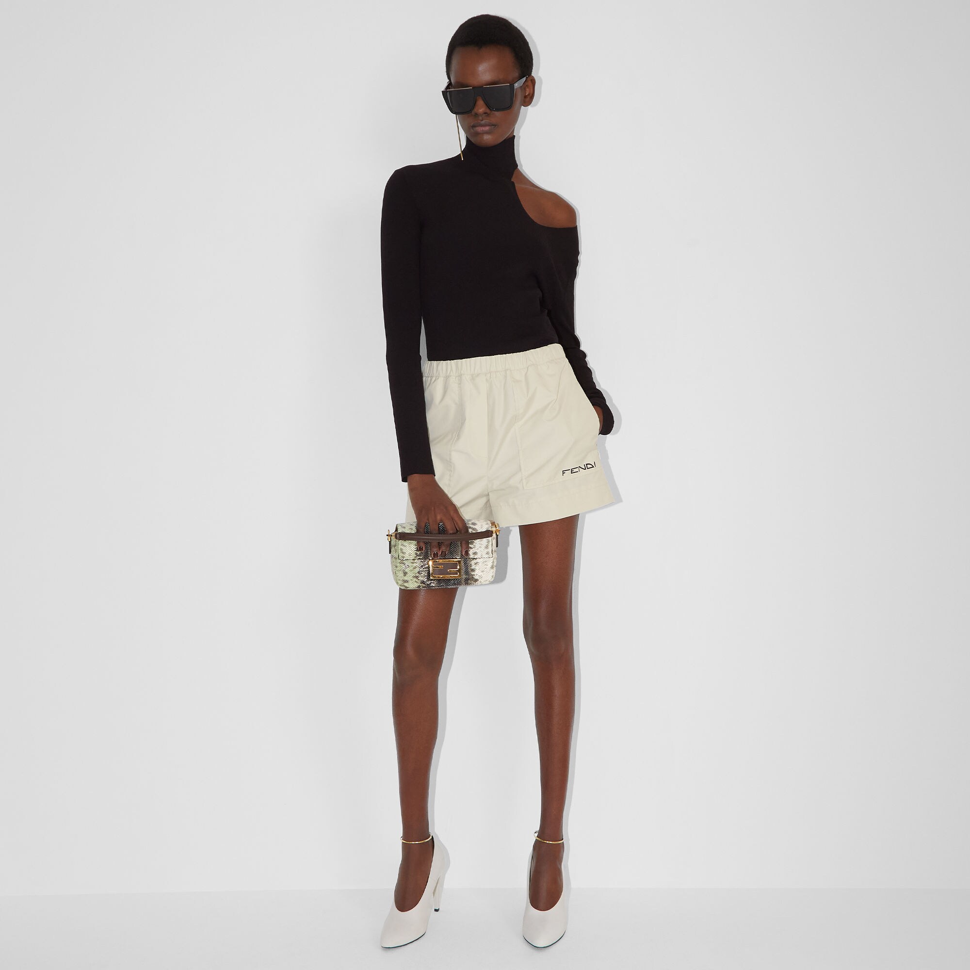 Shorts Cream nylon shorts Fendi