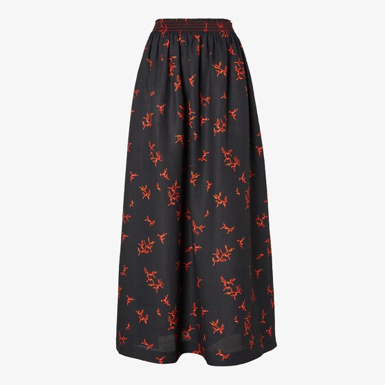 Fendi Floral Maxi Skirt Made From Linen In Black