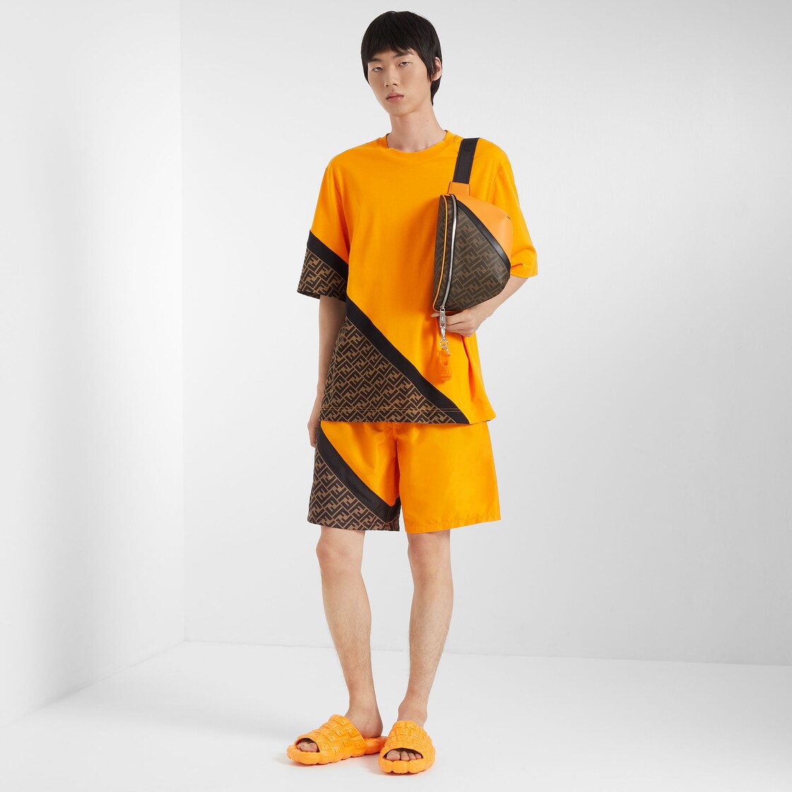 t恤-橙色平纹布t恤-男士t恤衫和polo衫-fendi芬迪官网