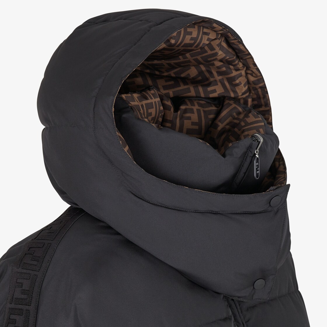 Black nylon down jacket hot sale fendi