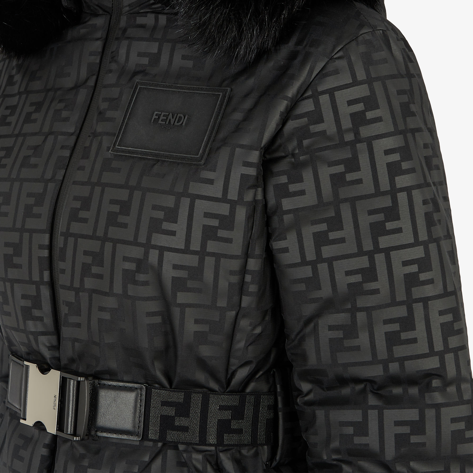 Ski Jacket - Black FF nylon down jacket | Fendi