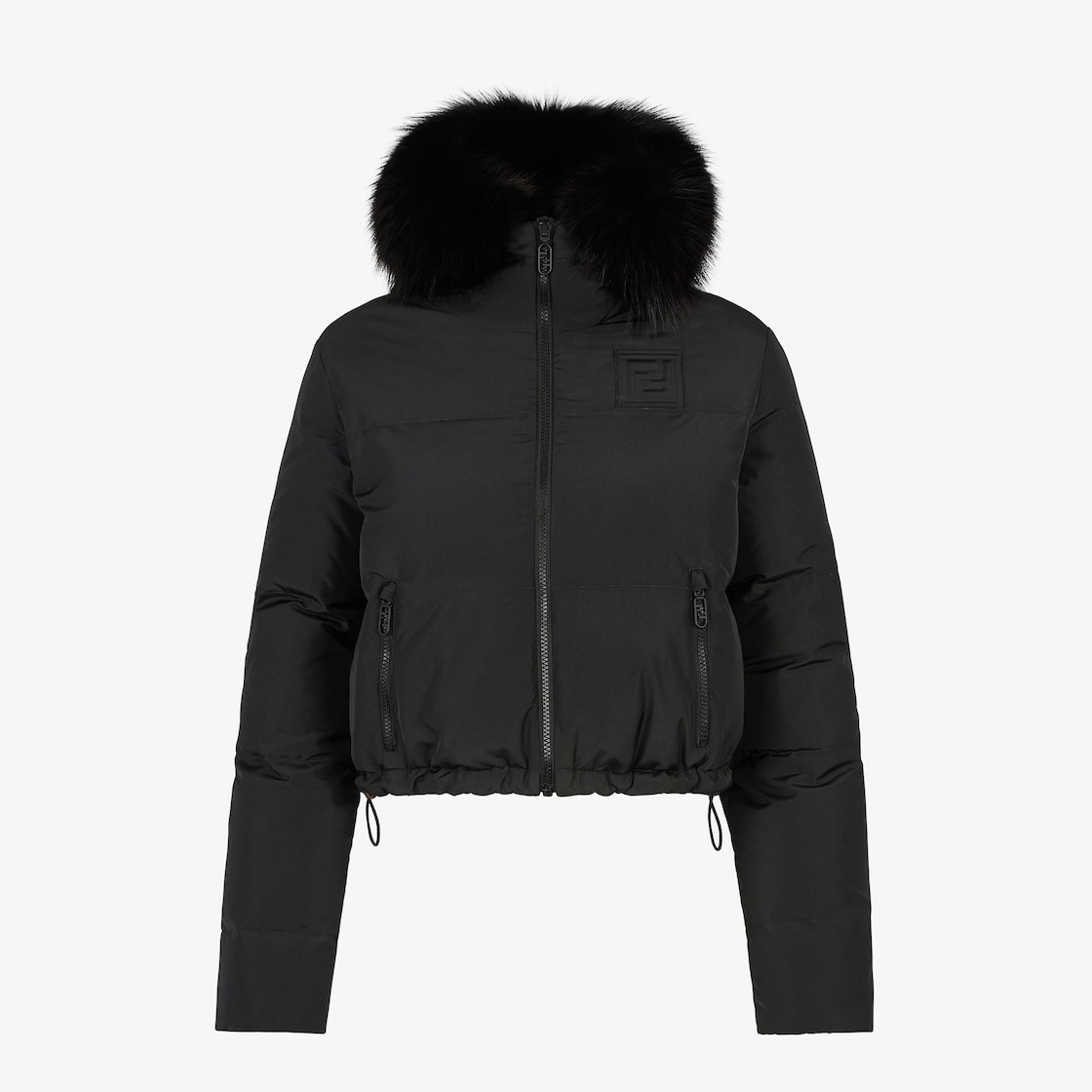 Down jacket Black nylon down jacket Fendi