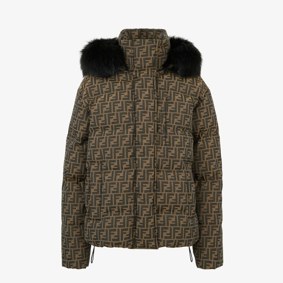 Ski Jacket Brown FF canvas down jacket Fendi