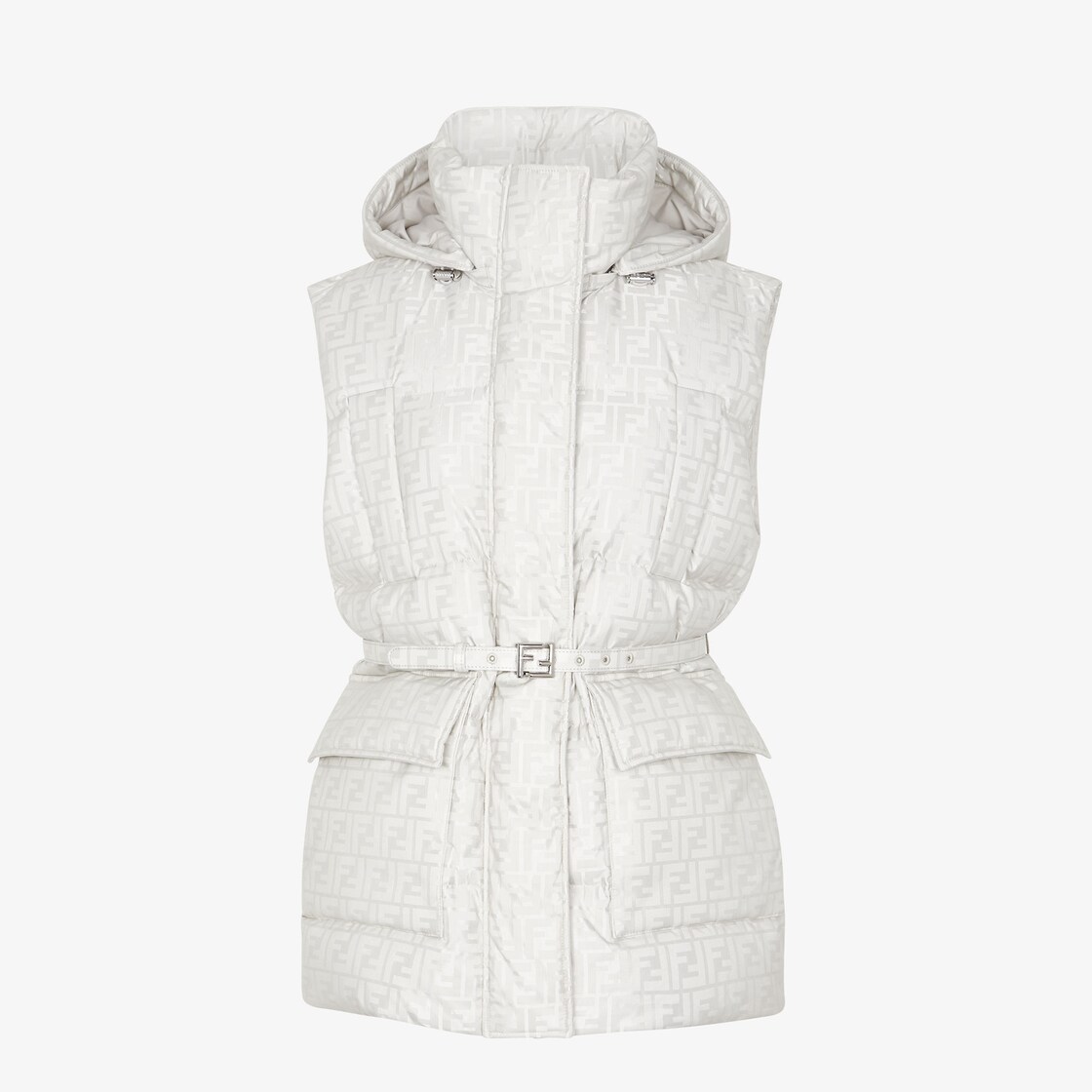 Veste sans manches Gilet en nylon gris clair Fendi