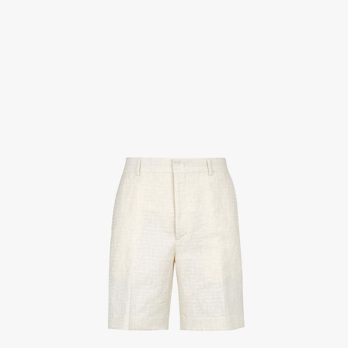 Bermudas Short pants in white FF cotton and linen Fendi