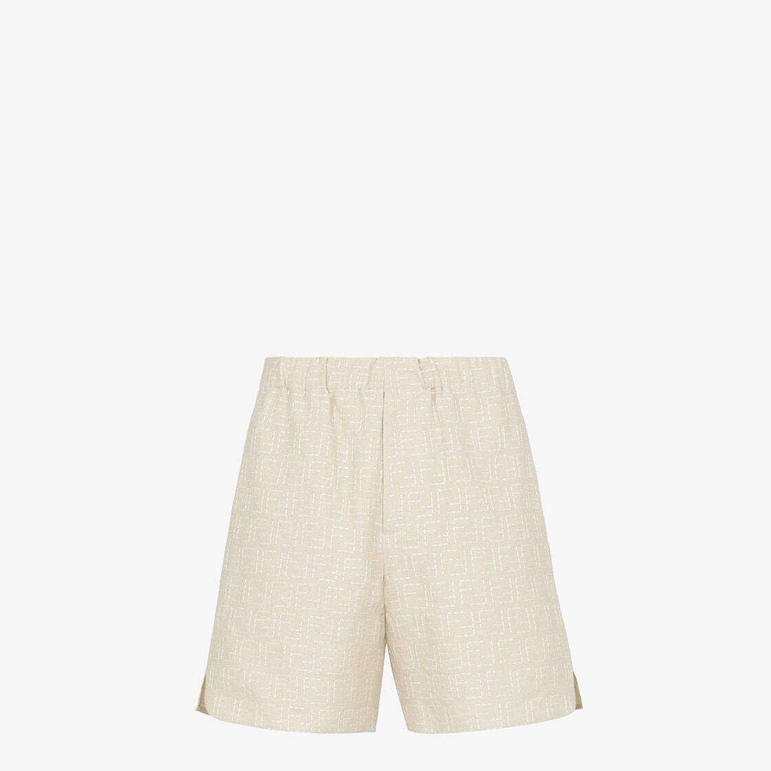 Bermudas Beige linen FF jacquard shorts Beige - Image 1/3