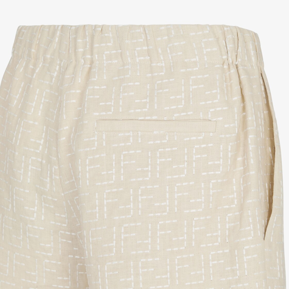 Bermudas Beige linen FF jacquard shorts Beige - Image 3/3