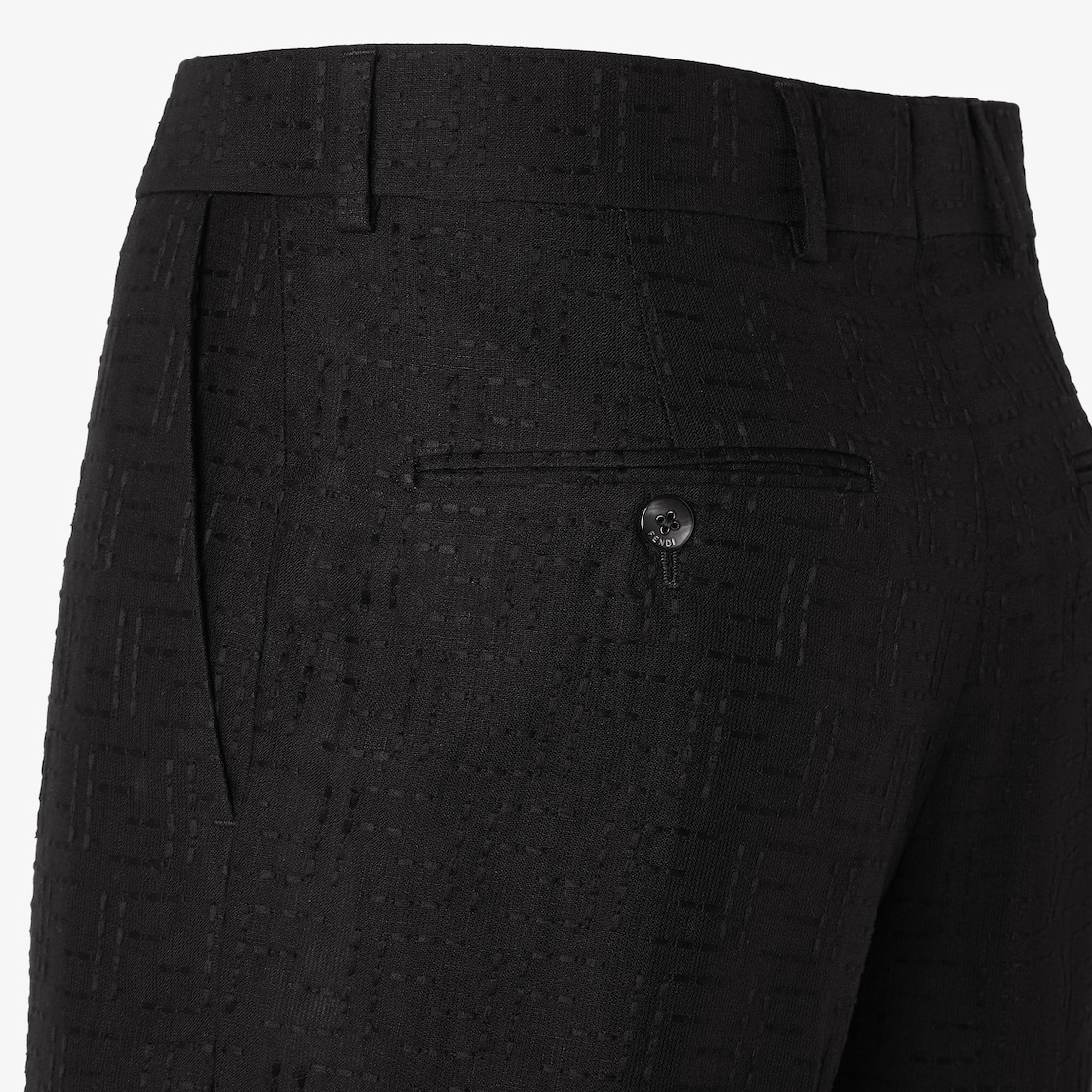 Bermudas Black linen FF jacquard shorts Black - Image 3/3