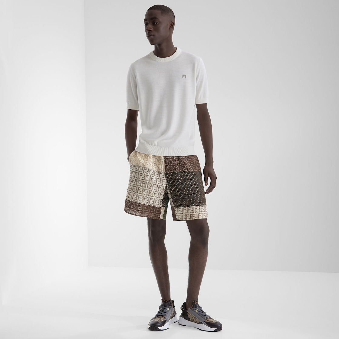 Bermudas Green and brown FF linen shorts Multicolour - Image 4/4