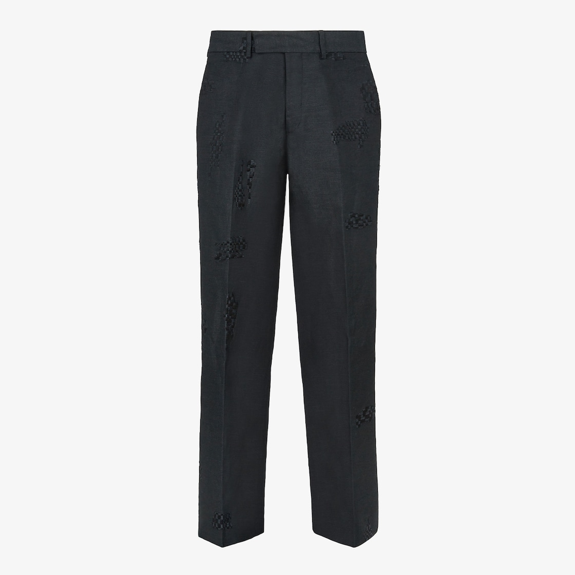 FENDI 845$ Black Bootcut Pants Trousers, Cotton, White Stitch Details,  Cropped