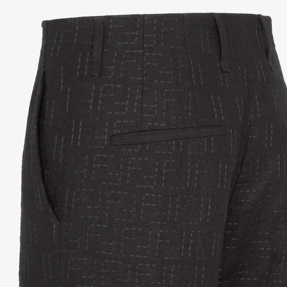 Trousers Black linen FF jacquard trousers Black - Image 3/4