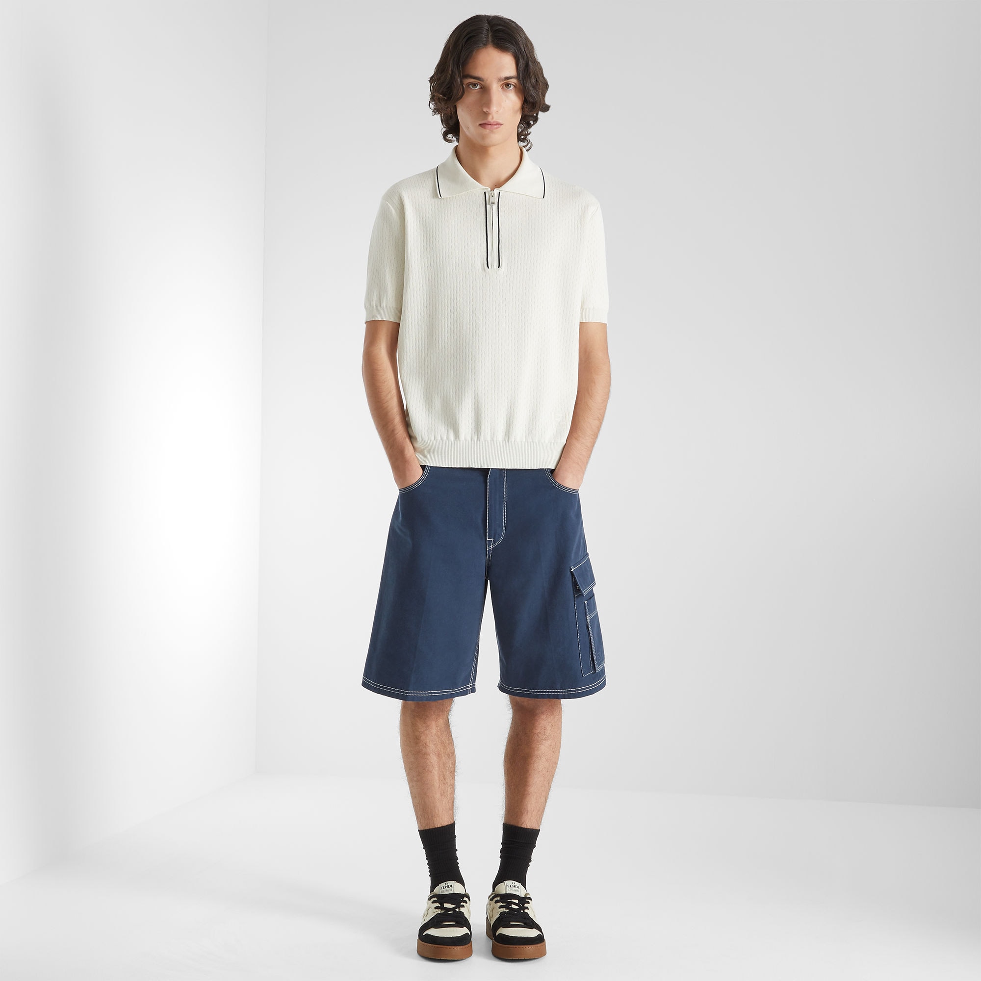 【定価15万】FENDI FFバミューダショートパンツ バミューダパンツ コットン ブルー | Fendi
