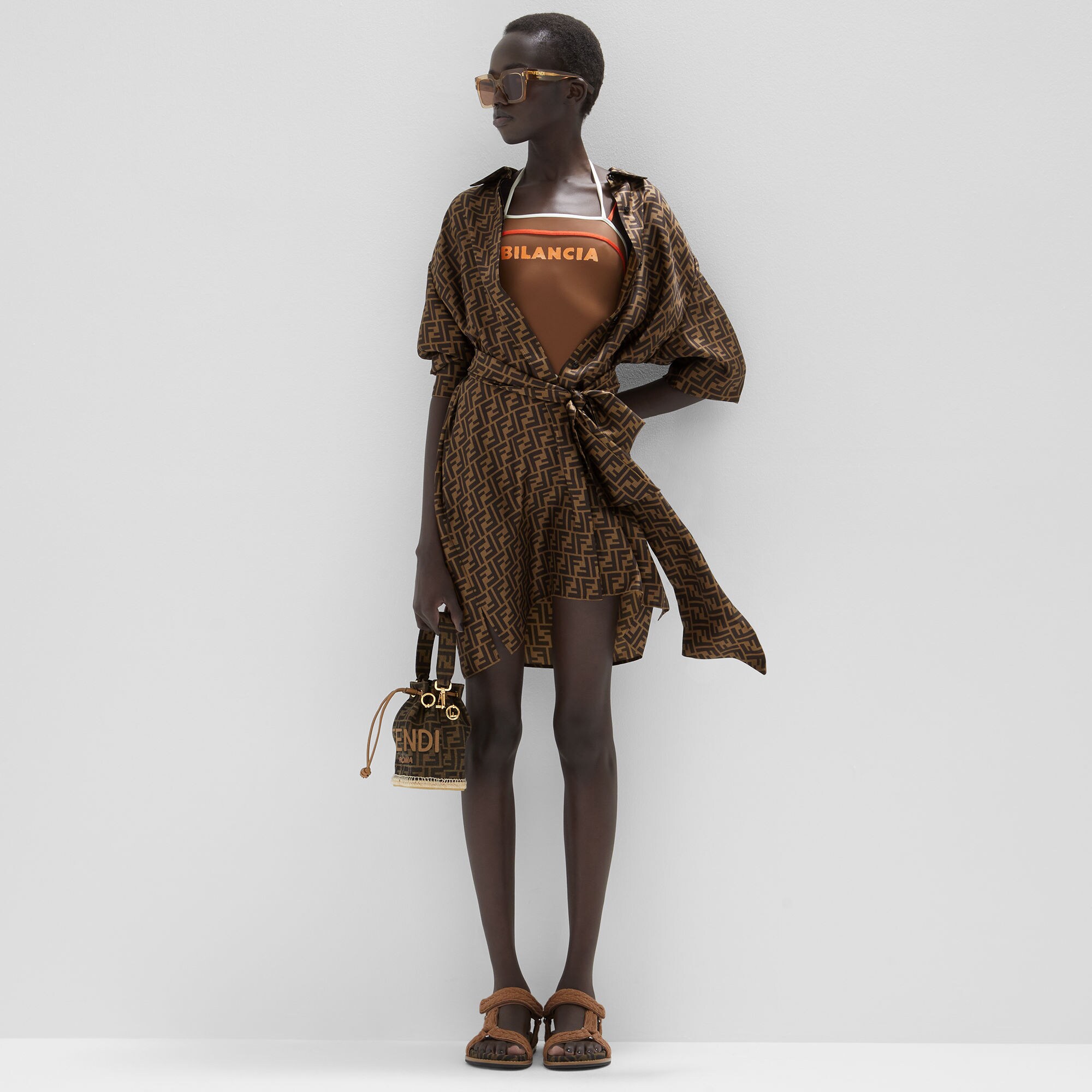 ドレス シルク ブラウン | Fendi