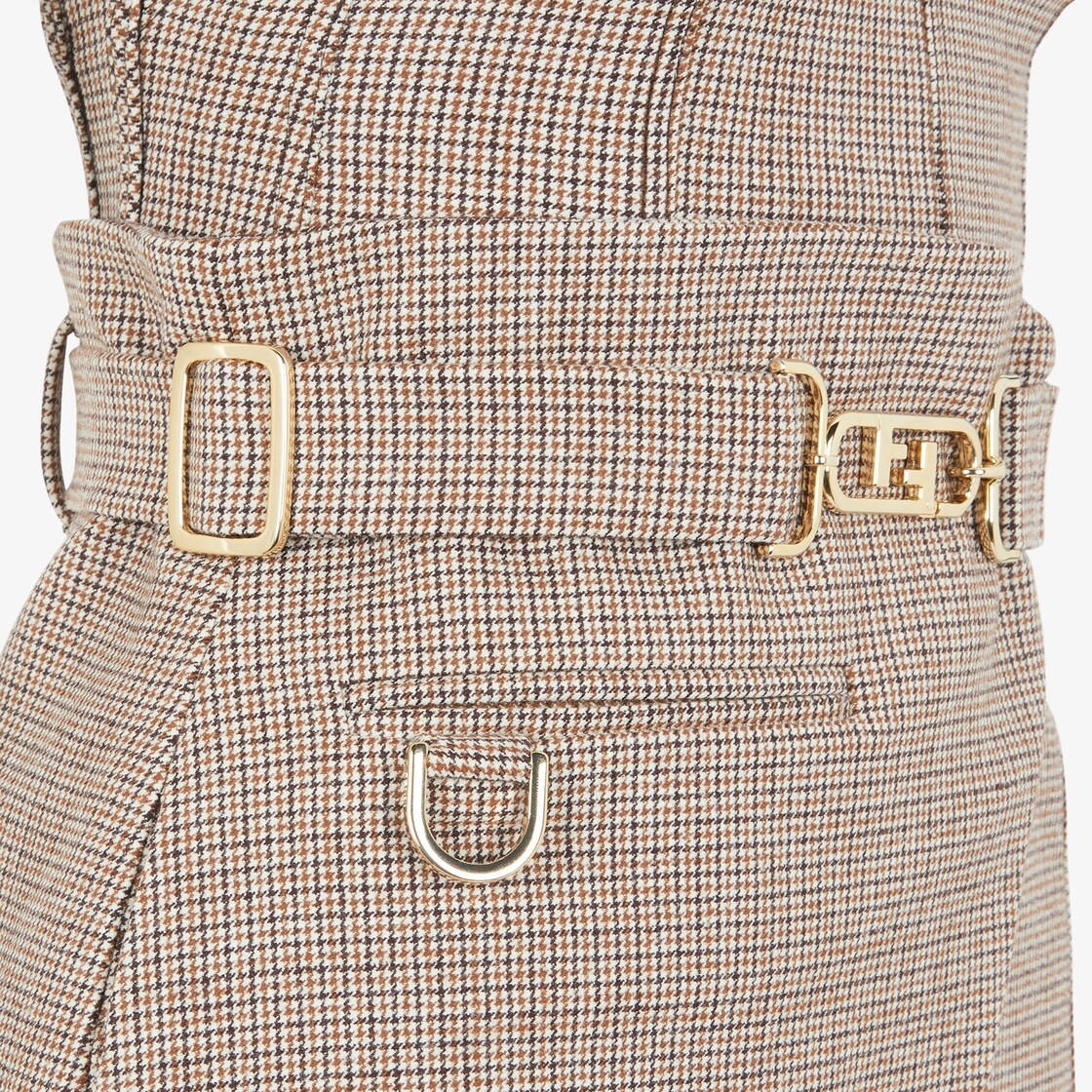 ドレス - ベージュ千鳥格子ウール ドレス | Fendi
