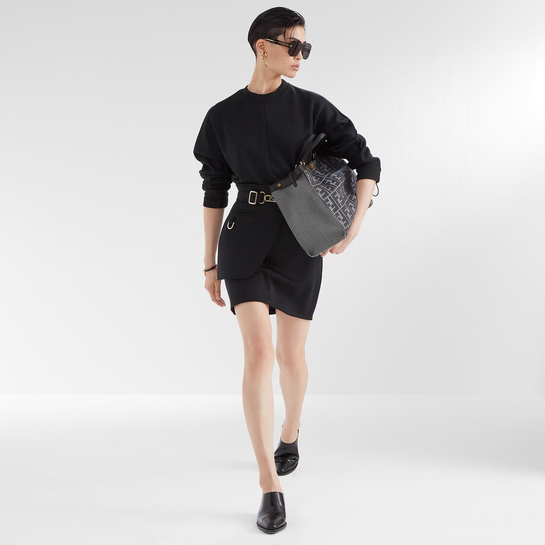 ドレス - ブラックジャージー ドレス | Fendi