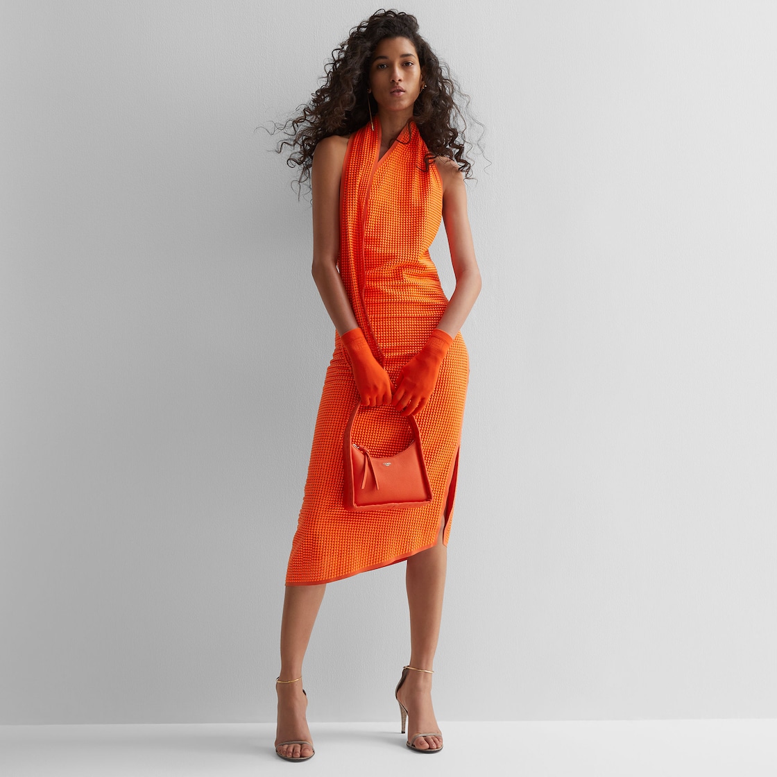 Dress - Jersey dress with orange studs