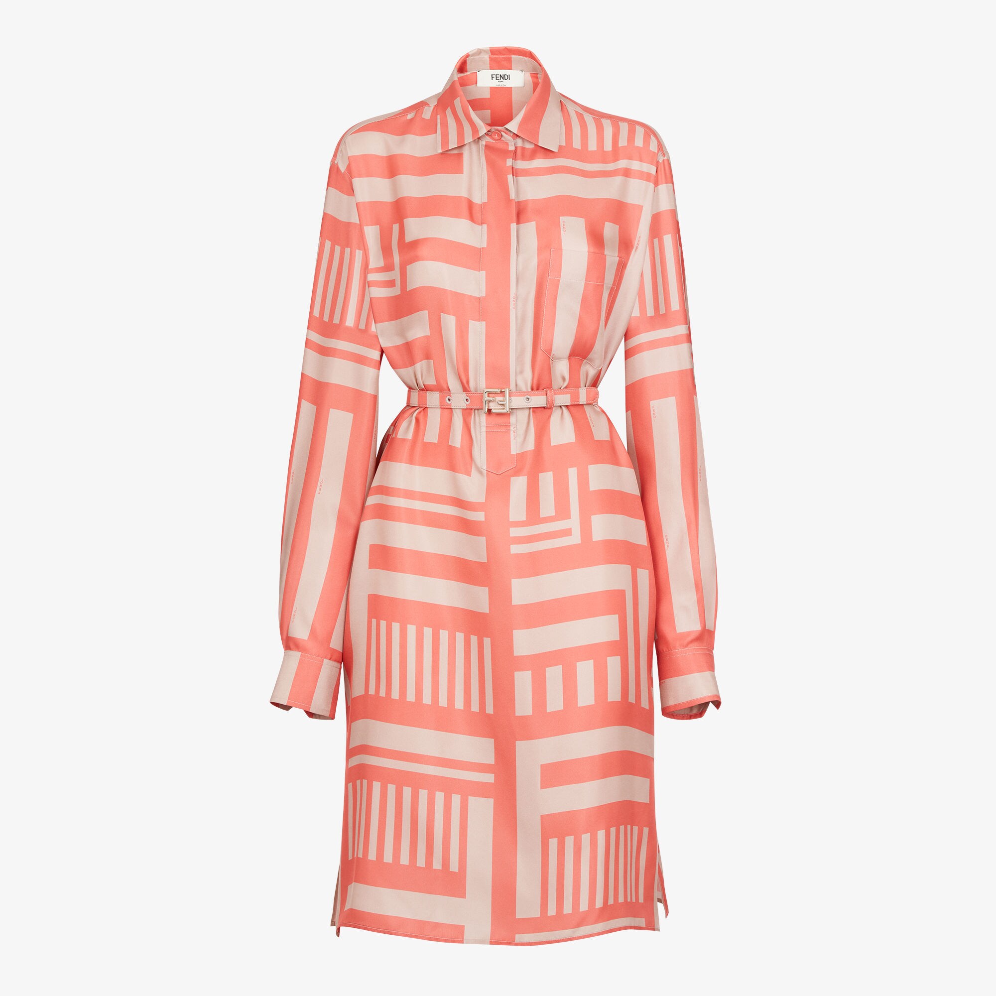 Dress - Salmon pink printed silk dress | Fendi