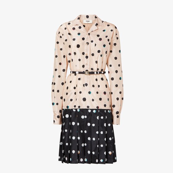 Fendi Pink And Black Printed Taffeta Dress In Multi