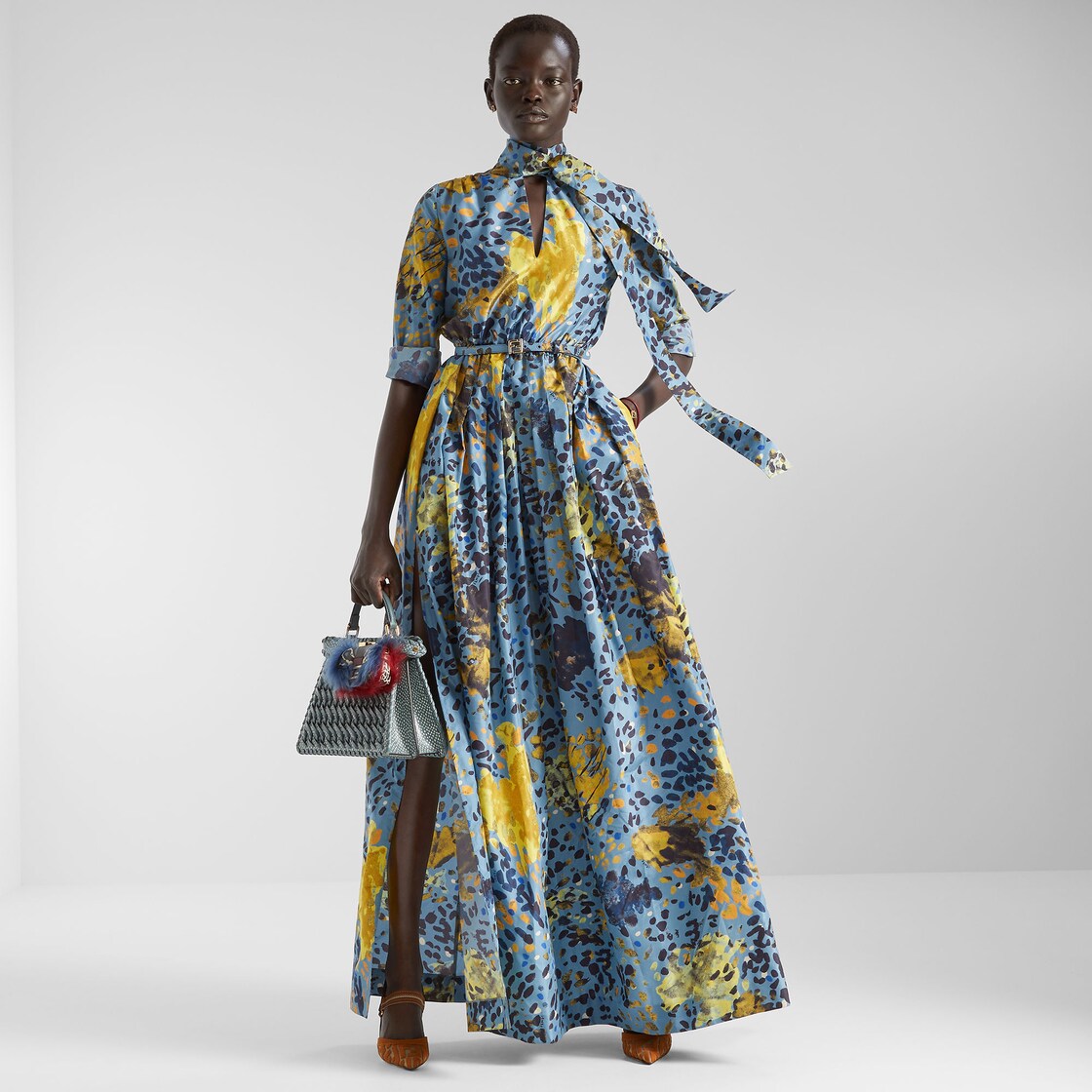 Dress Light blue printed silk dress Multicolour - Image 4/4