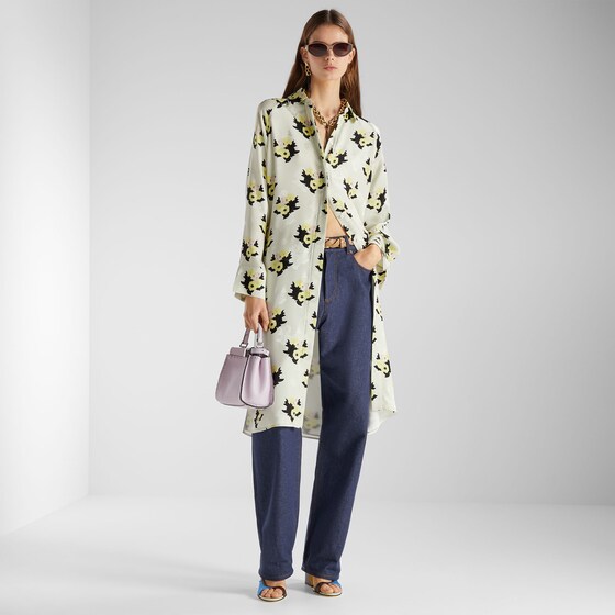 Fendi Midi shirt dress with classic shirt collar and long raglan | Thumbnail 4