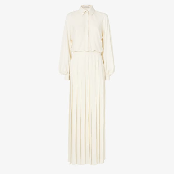 Fendi Long, flowing shirt dress with a plissé pleated skirt that