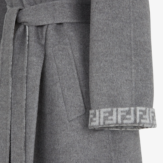 Fendi Midi coat with a large shawl collar and matching belt at | Thumbnail 3