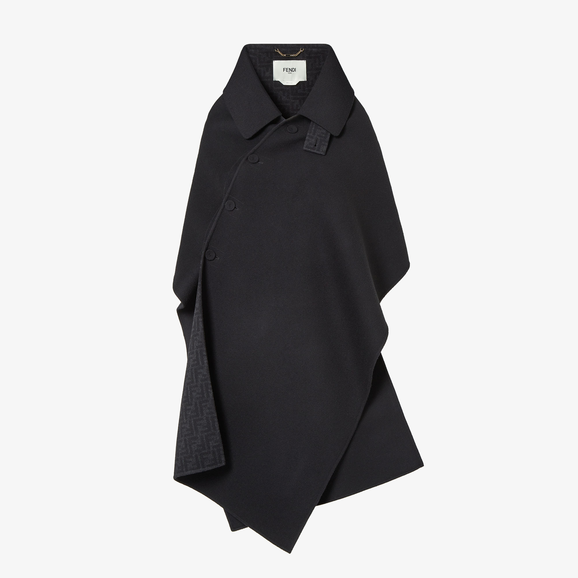 【希少レア】FENDI プルオーバー　ビックフード　コート　黒　カシミヤ マントコート ウール ブラック | Fendi