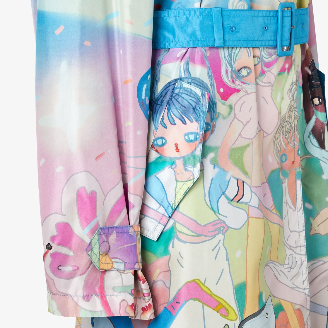 Fantastic Fendi Future Trench Coat Turquoise and green printed taffeta trench coat Multicolour - Image 3/4