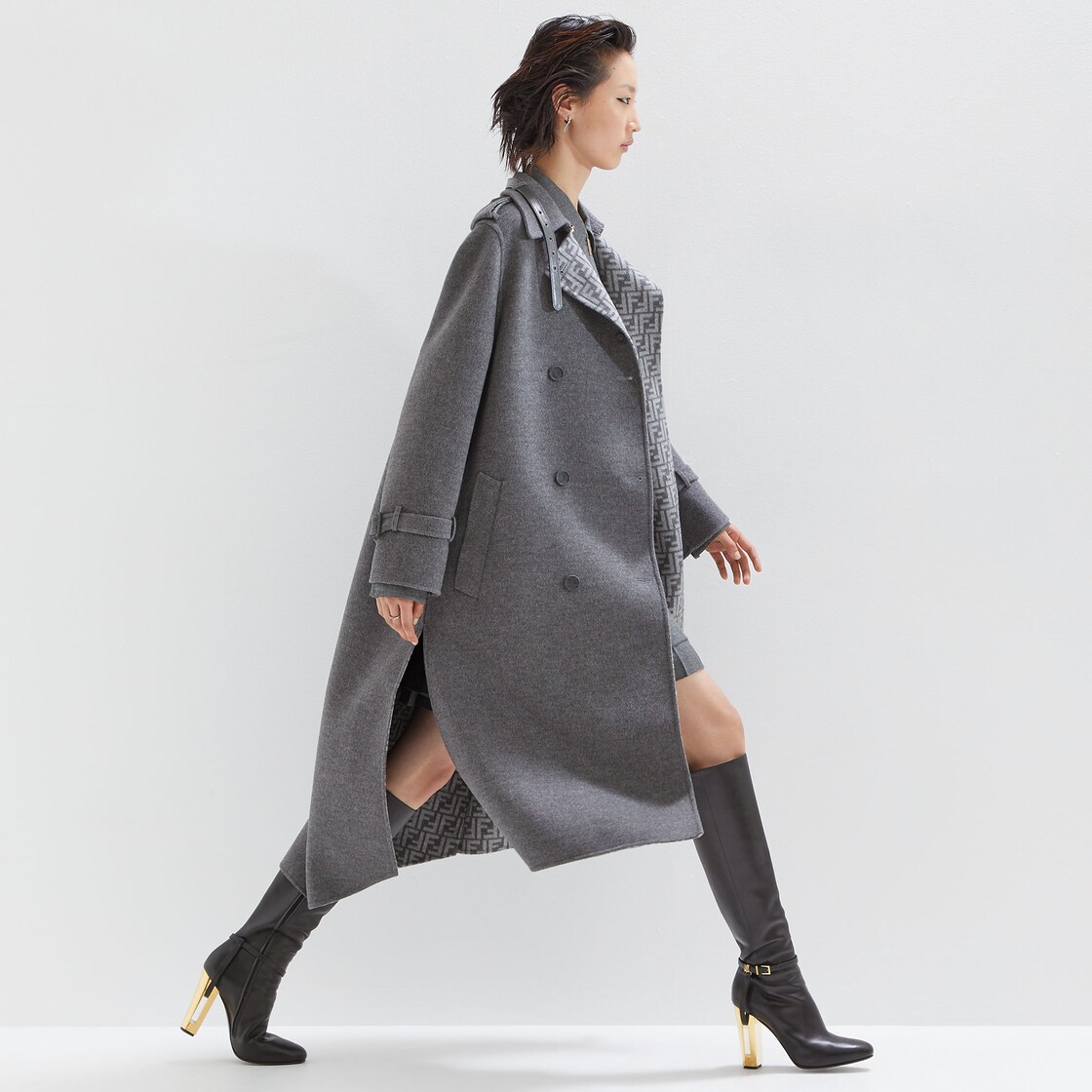 Coat Wool Grey Fendi