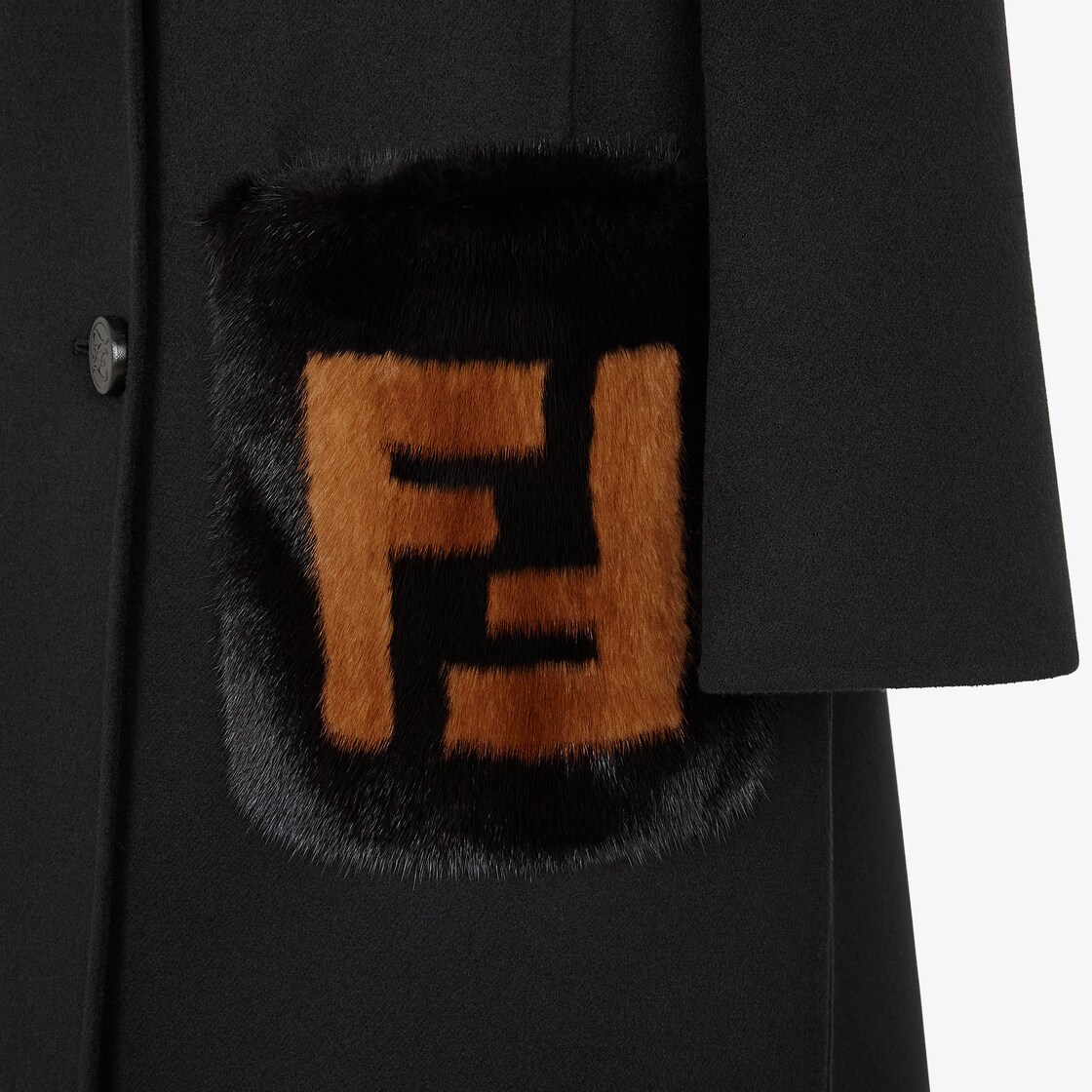 美品 FENDI フェンディ サイズ表記12 XS ブラック ウール/レーヨン フリルコート セミロングコート ハーフコート 102260