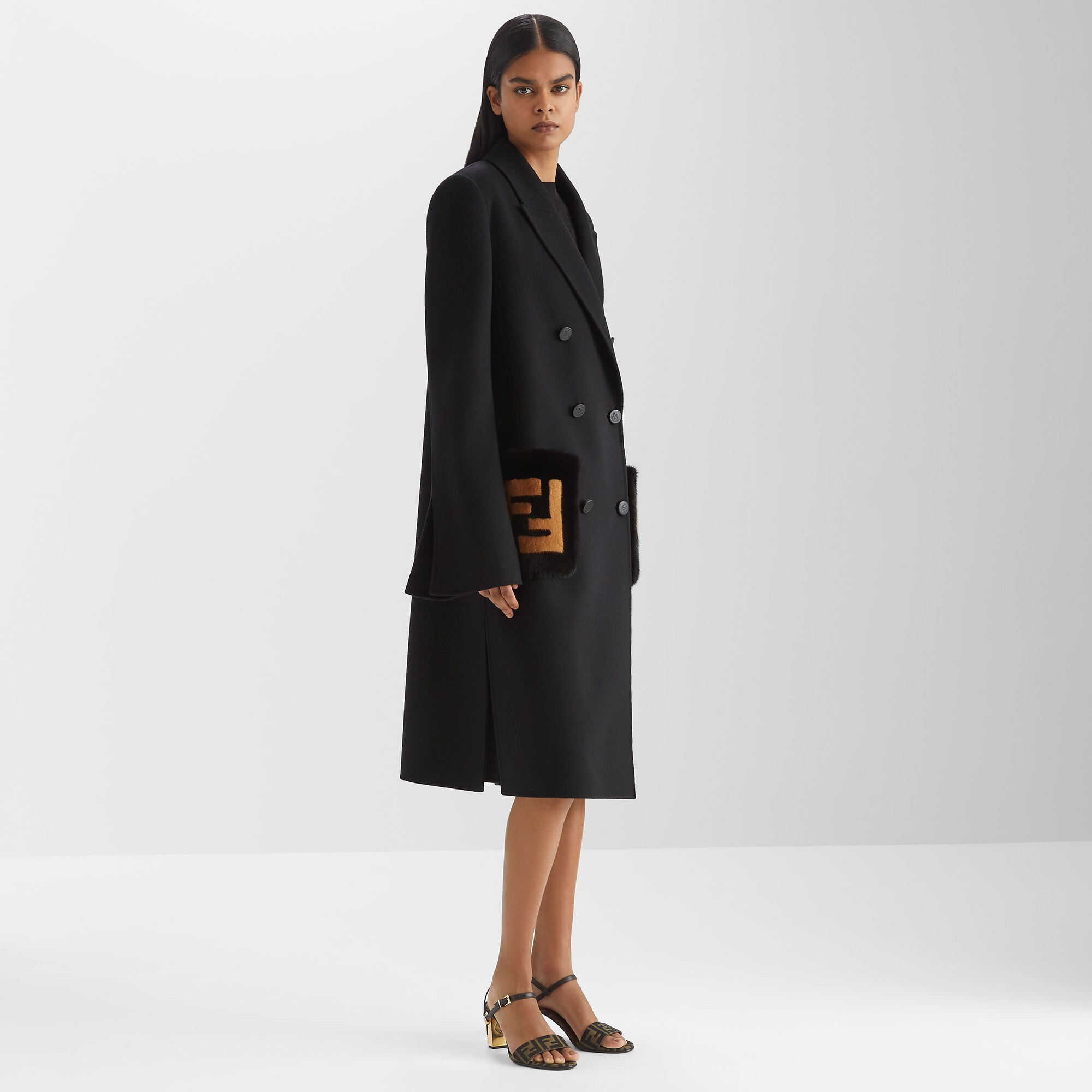 Coat Wool Black Fendi